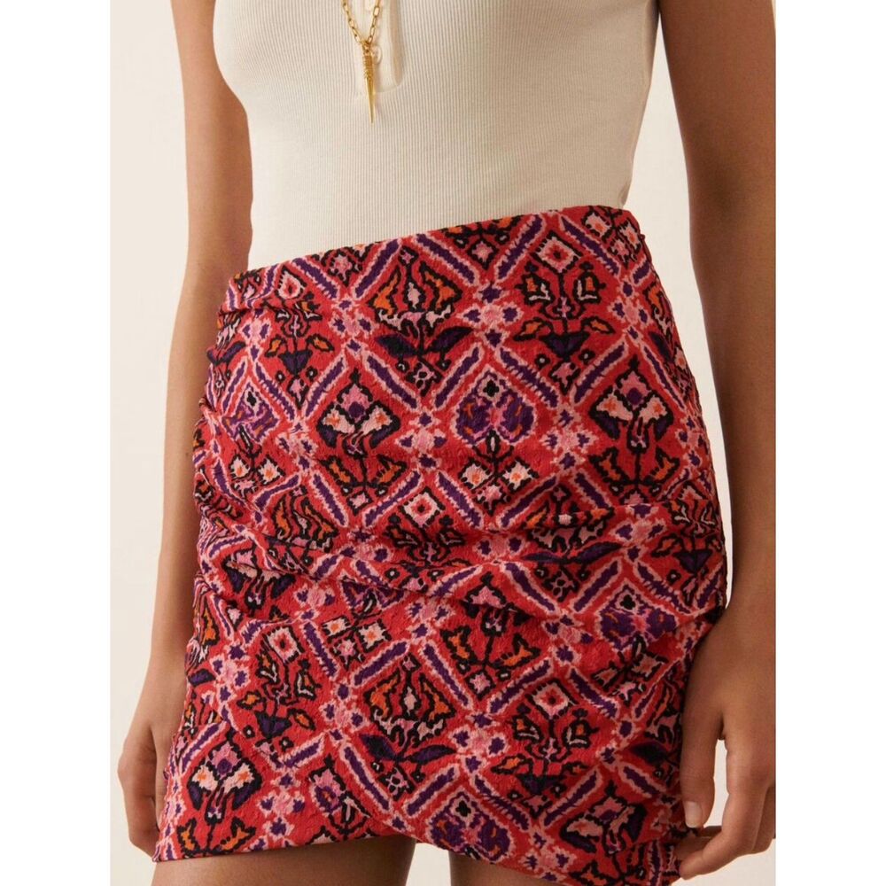 Ba&sh Valonia Bandana Wrapover Fitted Asymmetrical Draped Mini Skirt Medium